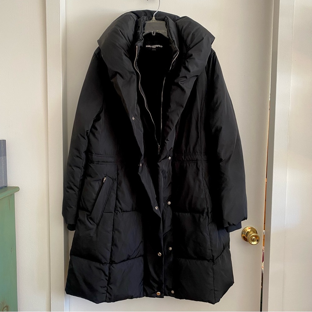 Karl Lagerfeld Women's Black Puffer Coat - Picture 4 of 8
